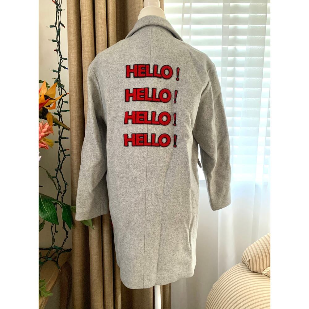 Ochirly Wool Blend "Hello! Oh! Yeah" Coat in Light Gray